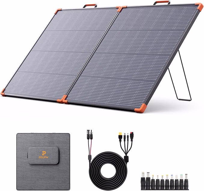ZOUPW 180W Portable Solar Panel N-Type 16BB for Power Station