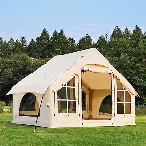 Large Inflatable Camping Tent with Rain Cover